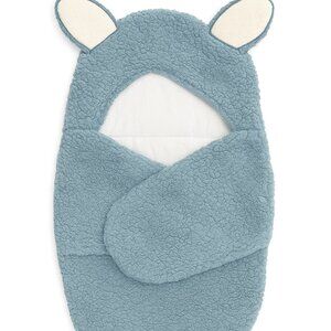 Cozy Blue Sherpa Swaddle Blanket – Gently Used, Super Soft